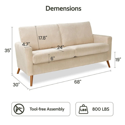 68"  Mid Century Modern Love Seat Couche