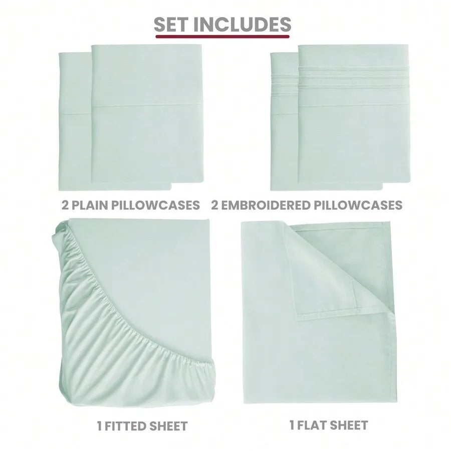 6-Piece Embroidered Bed Sheet Set