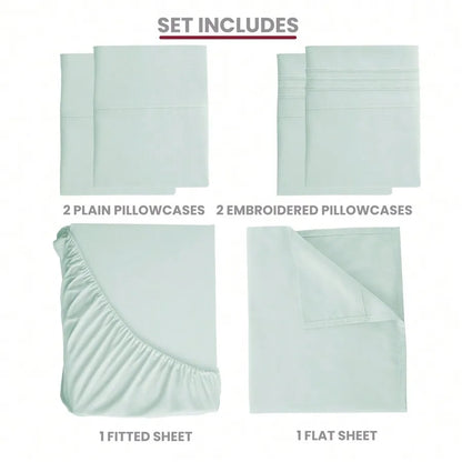 6-Piece Embroidered Bed Sheet Set