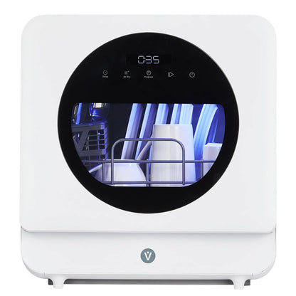 Countertop Port Mini Dishwasher with 6 Washing Programs, LED Light