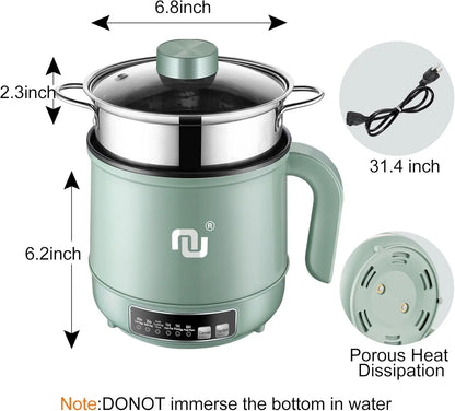 Smart Mini Hot Pot 1.2L w Stainless Steel Steamer Basket 600W