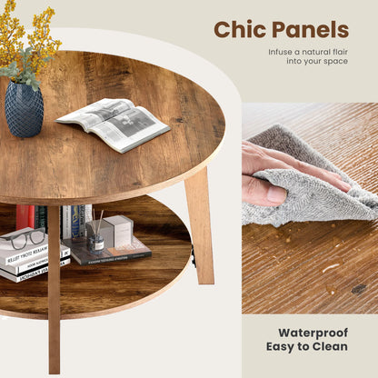 32IN Wood Round Coffee Table