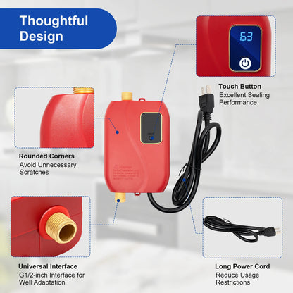 3000W Instant Water Heater 68-122℉ Kitchen Mini