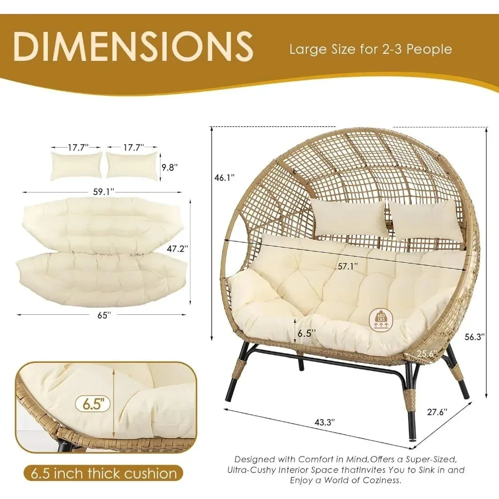 Lounge Chairs-Double Egg Chair Indoor Outdoor Stationary