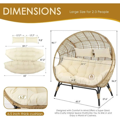 Lounge Chairs-Double Egg Chair Indoor Outdoor Stationary