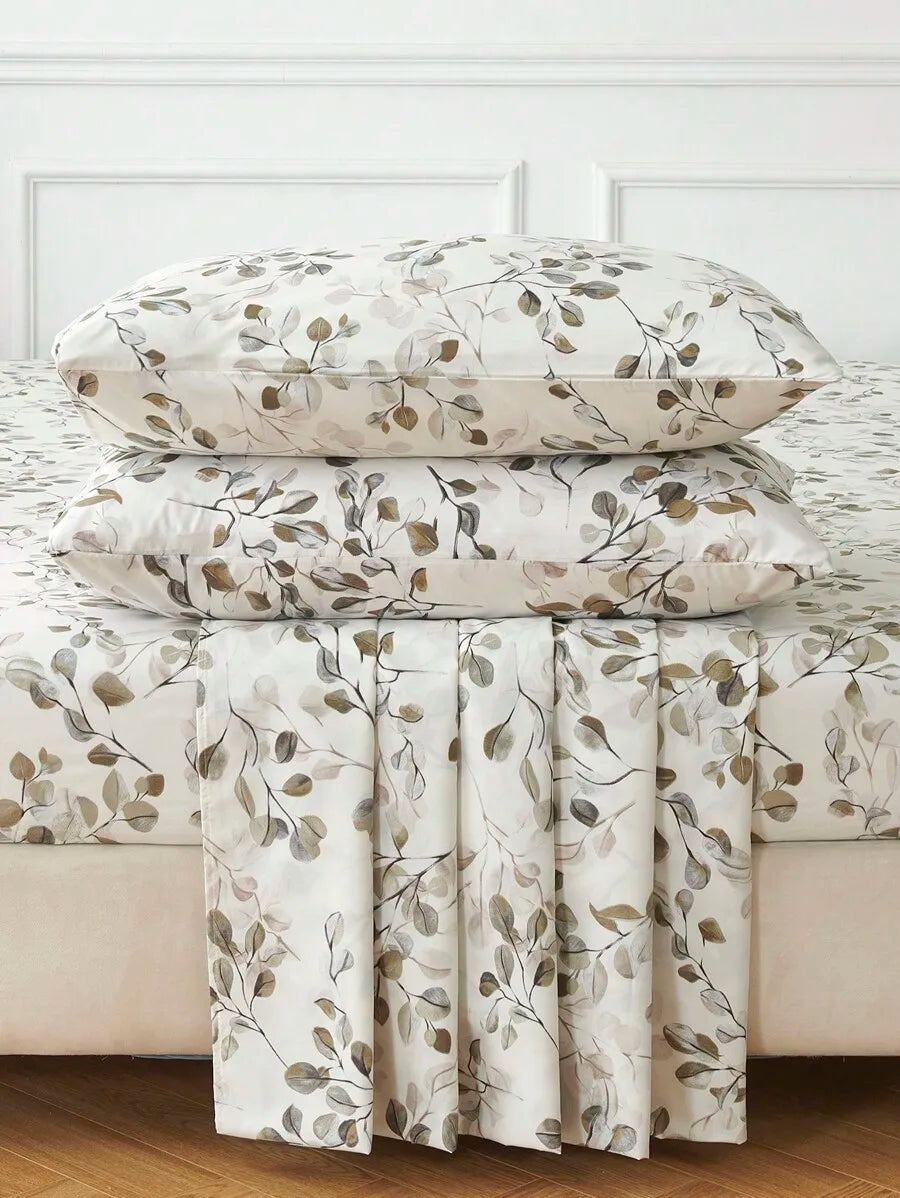 4-Piece Floral Microfiber Bedding Set