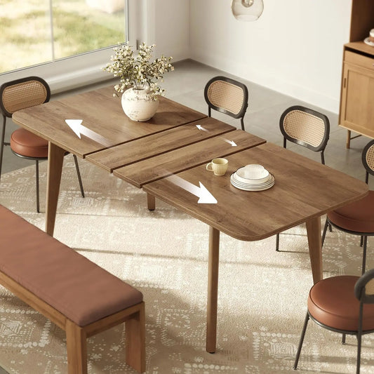 Dining Table for 4/6/8 People, Honey Brown Finish