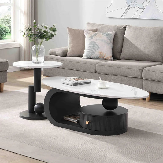 Modern Nest Coffee Table, Oval Table Top