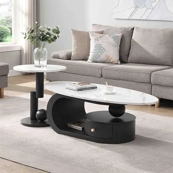 Modern Nest Coffee Table, Oval Table Top