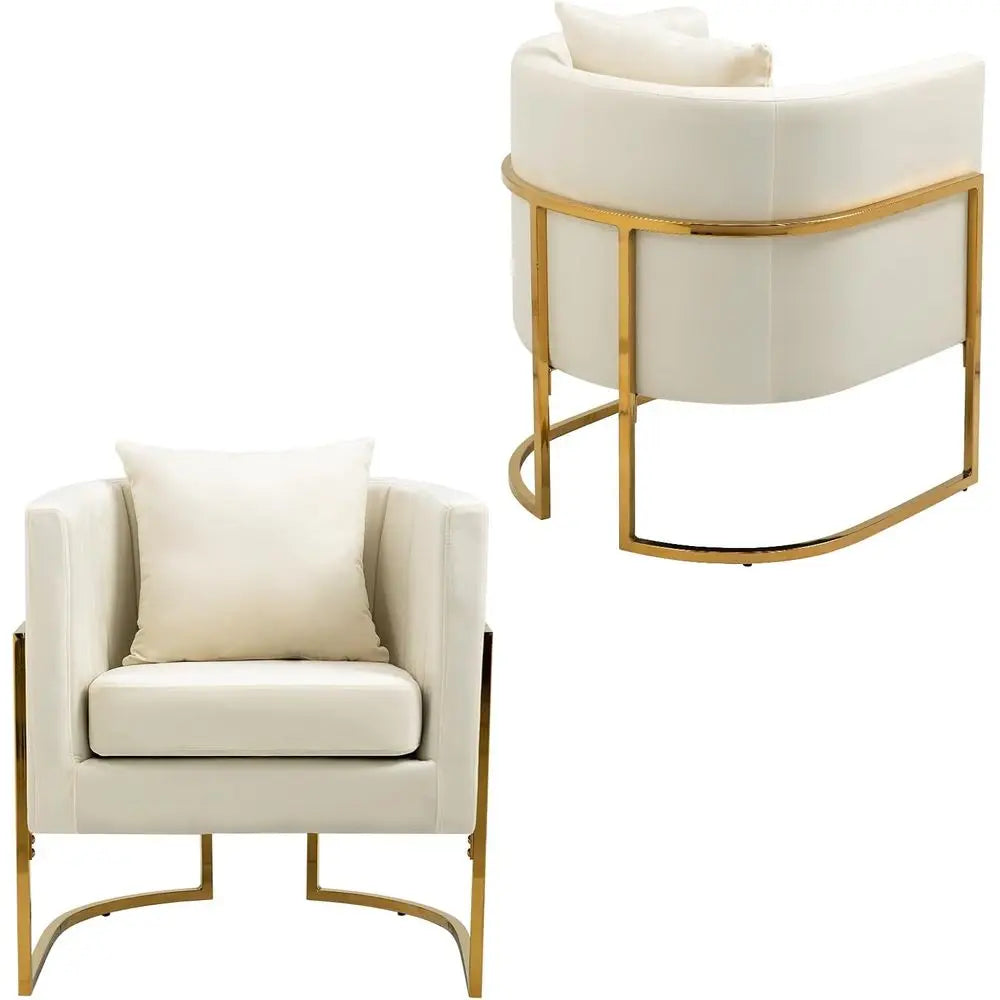 Mid-Century Velvet Accent Chair with Barrel Arms