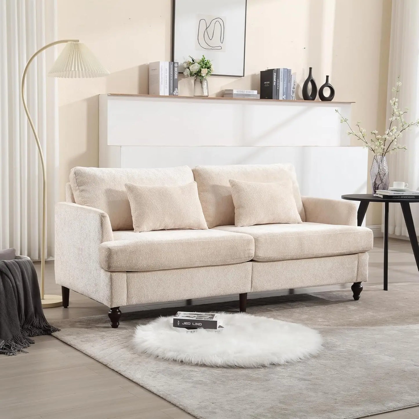 70 inch Loveseat Sofa, with Wood Legs