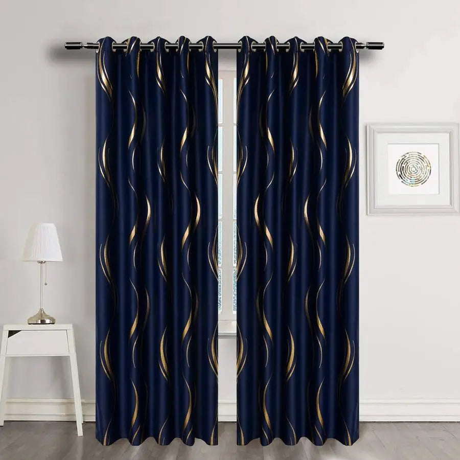 1 Pair Blackout, Luxury Striped Curtains, 2 x 54 x 84 Inch