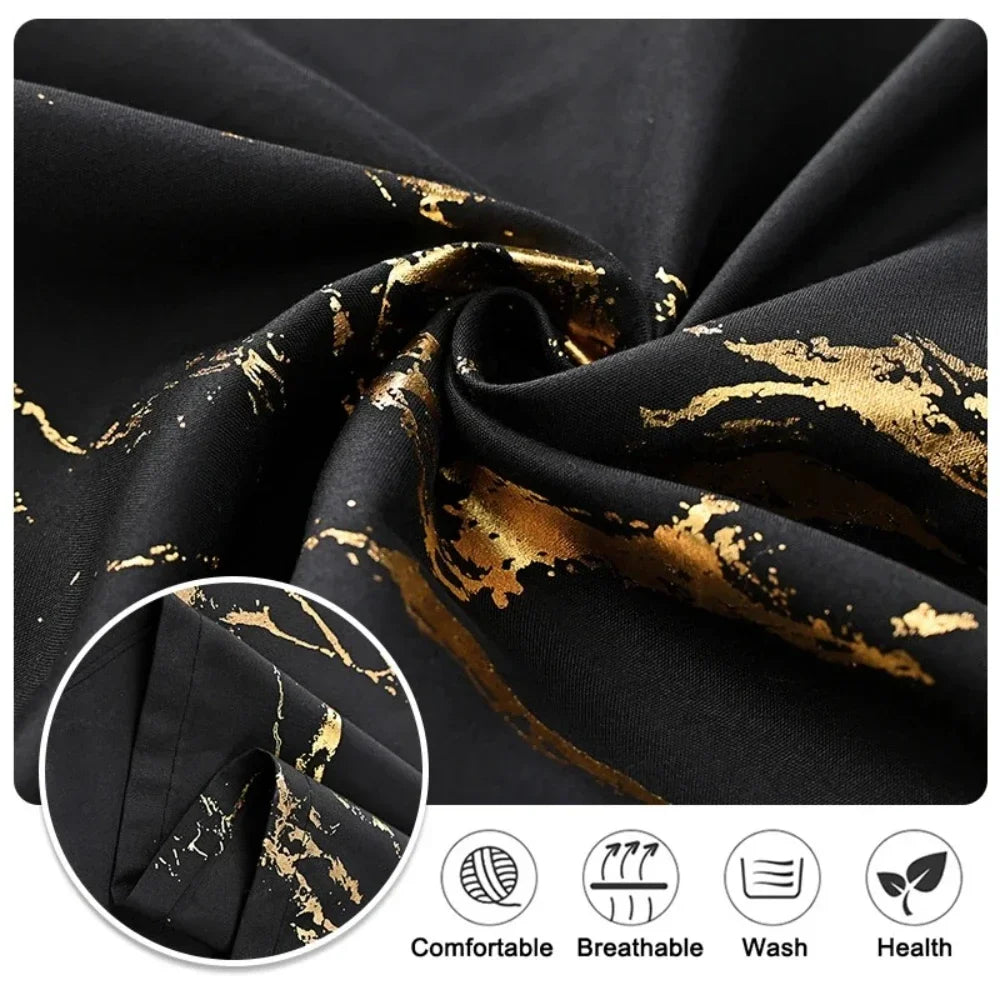 2pcs Luxury Marble Pattern Curtains with Rod Pocket, Blackout Curtains for Living Room, Bedroom, Home Decor, Window Curtains