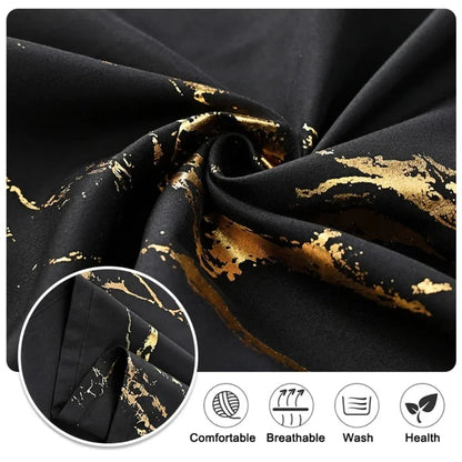 2pcs Luxury Marble Pattern Curtains with Rod Pocket, Blackout Curtains for Living Room, Bedroom, Home Decor, Window Curtains