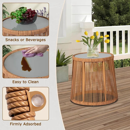 3 Piece Outdoor Wicker Bistro Set, Patio Conversation Sets