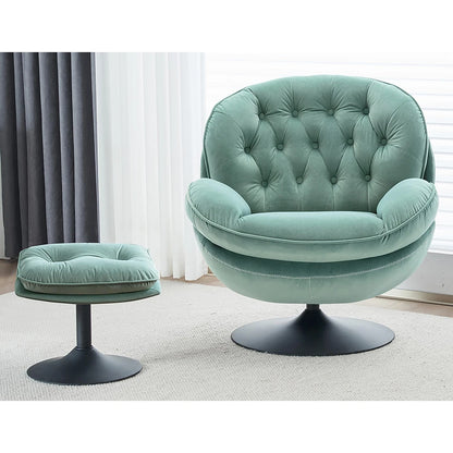 Velvet Swivel Armchair Set with Ottoman, Accent Chair