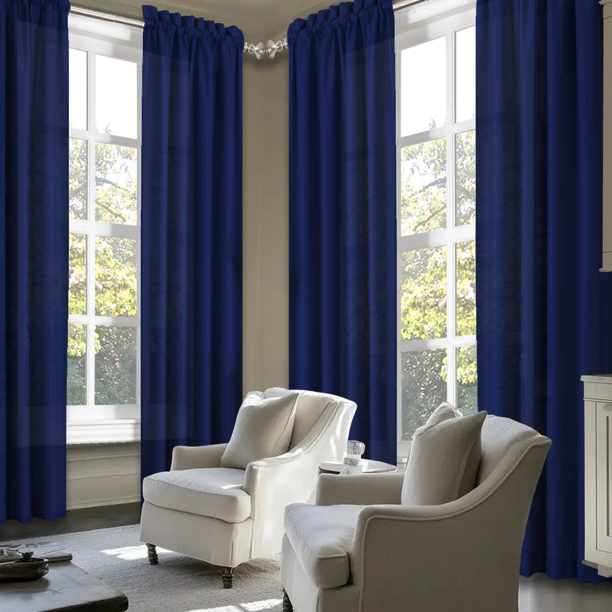 4pcs Light Filtering Curtains - Fade-Resistant with Rod Pocket Design