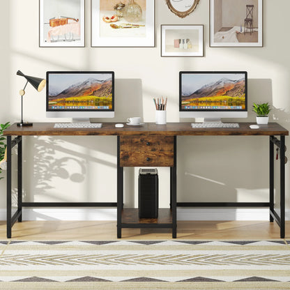 Tribesigns 78.74’’ Two Person Desk with 2 Drawers