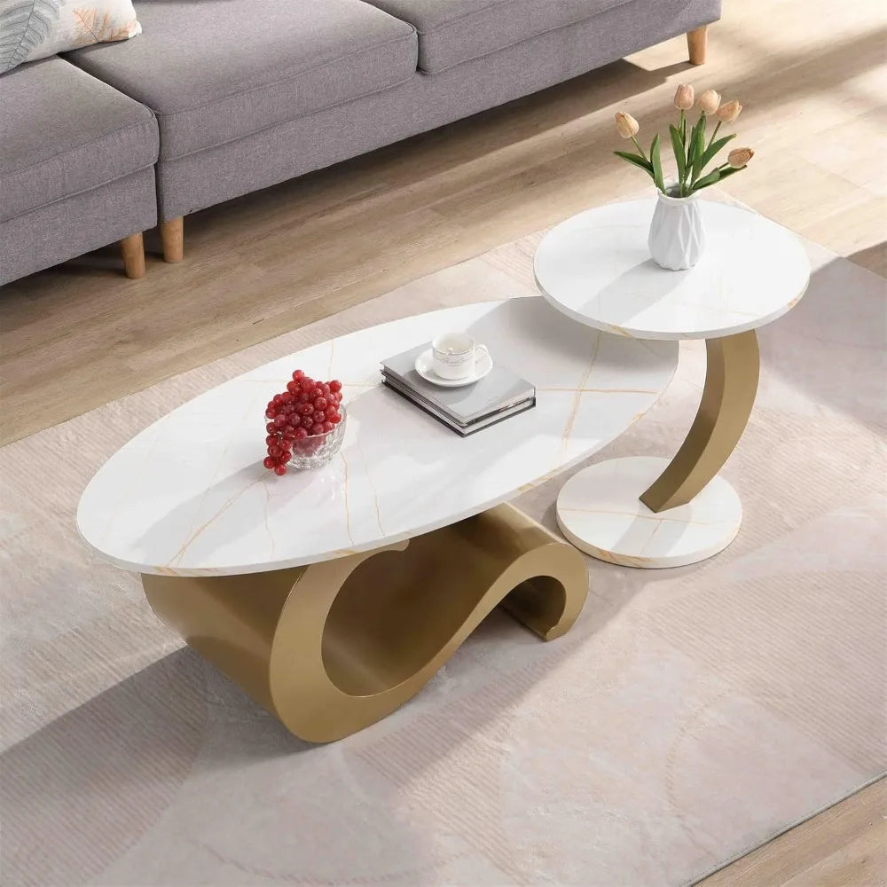 Modern Nest Coffee Table, Oval Table Top
