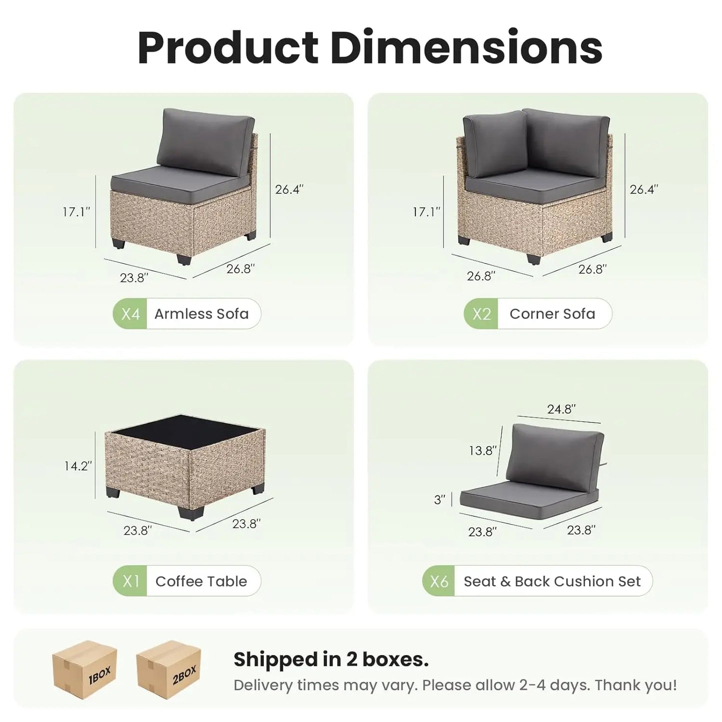 7-Piece Patio Furniture Set, Outdoor Sectional