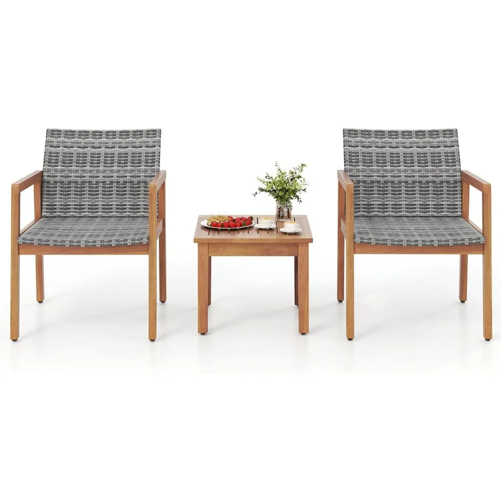 3 Pieces Patio Furniture Set, with Chairs & Coffee Table