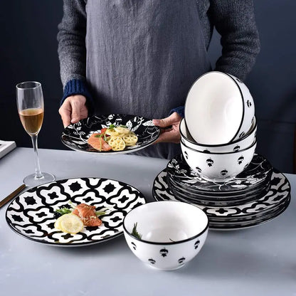 Set Ceramic Plates and Bowls for 4