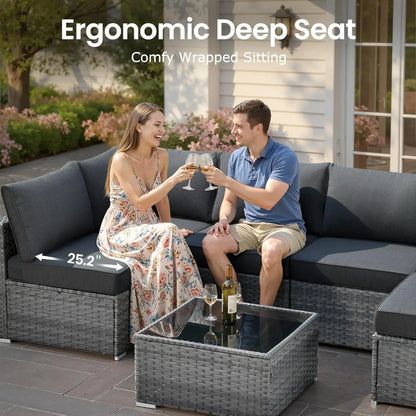 5 PCS Outdoor Patio Furniture Sets,Wicker