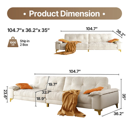 104.7" sectional Couch, mid-Century Modern 4-Seater
