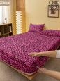 2/3pcs Khaki Striped Heart & Geometric Print Bedding Set
