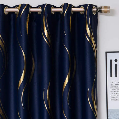 1 Pair Blackout, Luxury Striped Curtains, 2 x 54 x 84 Inch