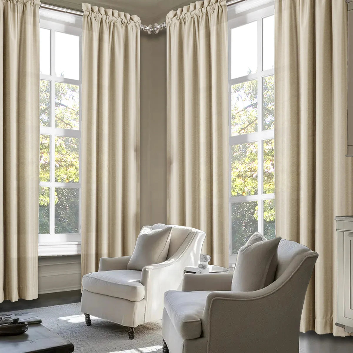 4pcs Light Filtering Curtains - Fade-Resistant with Rod Pocket Design