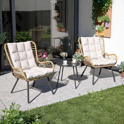 Outdoor Bistro Set, Small Patio Furniture Set with Coffee Table