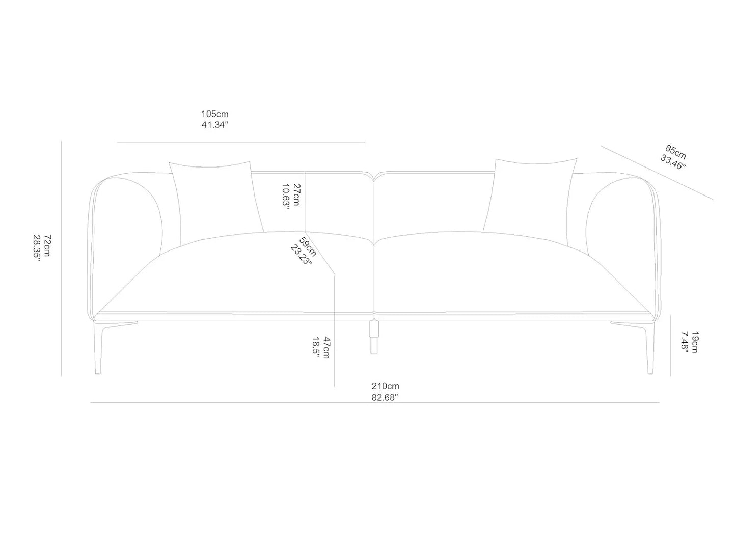 82.7" Modern Couch Upholstered Boucle Sofa