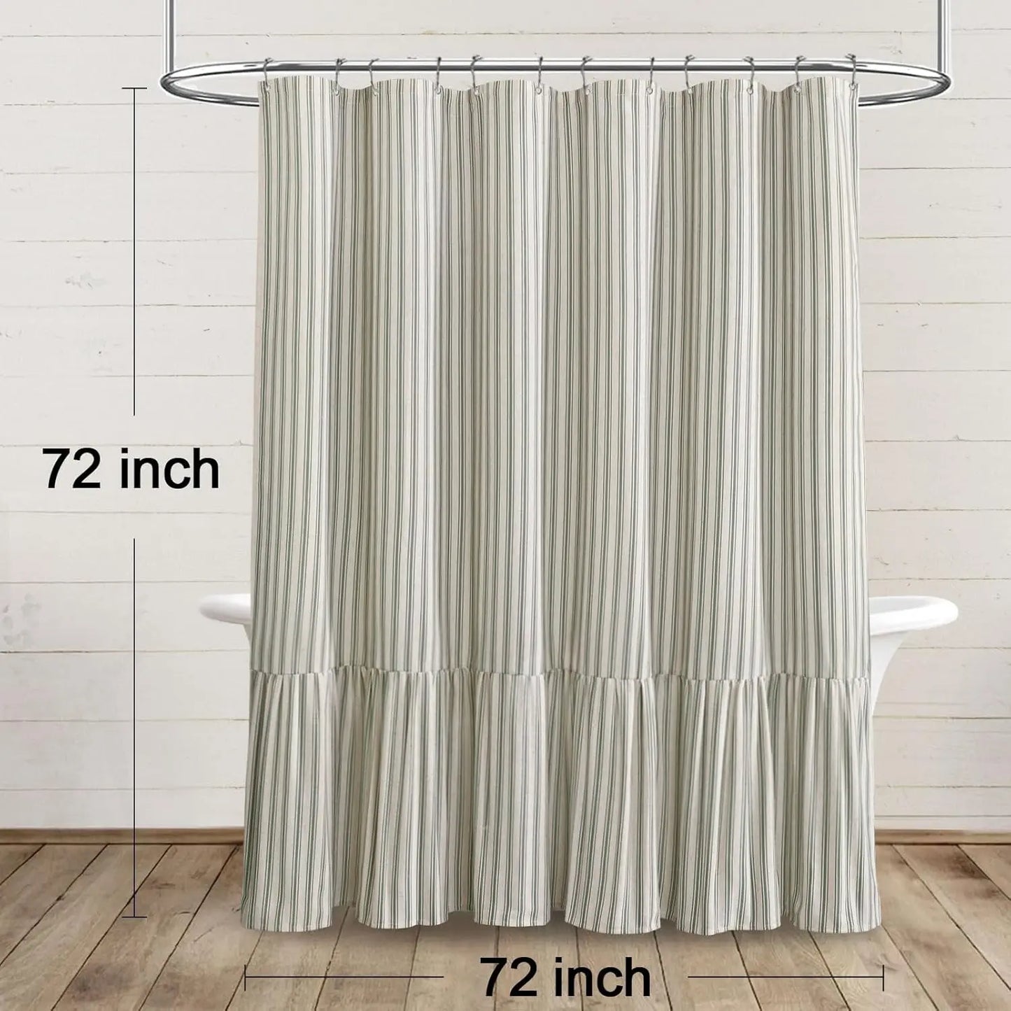 Farmhouse Shower Curtain, Linen Blend Natural Fabric