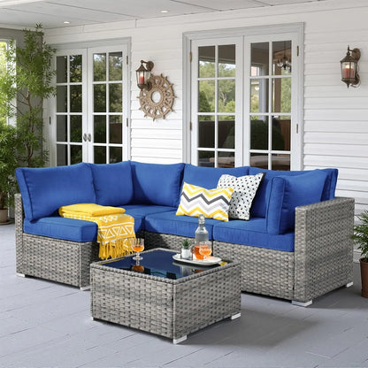 5 PCS Outdoor Patio Furniture Sets,Wicker