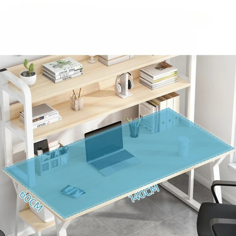 Computer Desk Office Desk Small Home Study Table Bedroom Student Writing Desk Bookshelf Attached Foldable Compact Space Saving