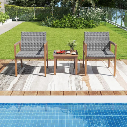 3 Pieces Patio Furniture Set, with Chairs & Coffee Table