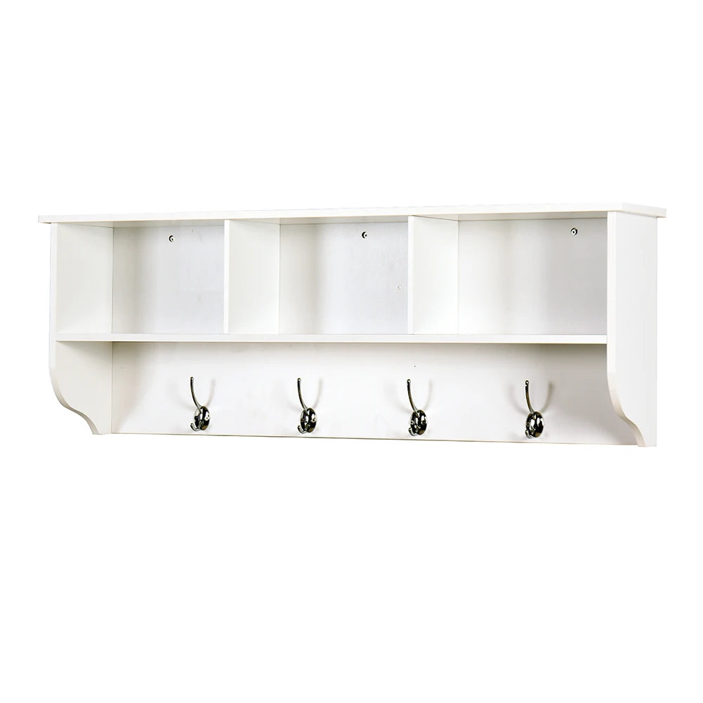 Wall-Mounted Coat Hooks With Storage Shelf