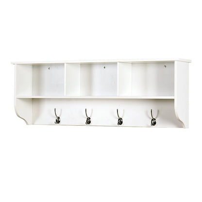 Wall-Mounted Coat Hooks With Storage Shelf