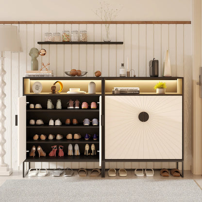 Wooden Shoe Cabinet with Lights
