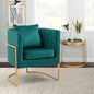 Mid-Century Velvet Accent Chair with Barrel Arms