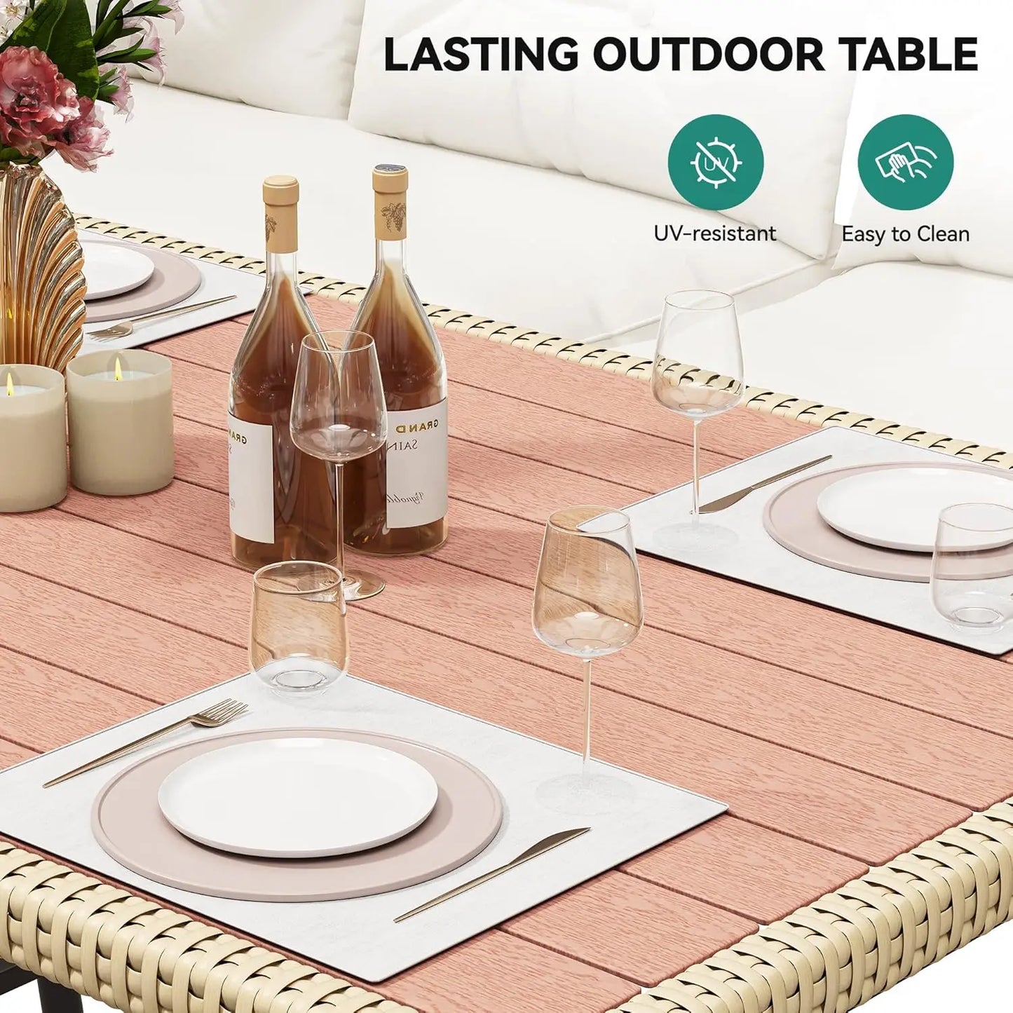 Patio Wicker L-Shaped Furniture Set