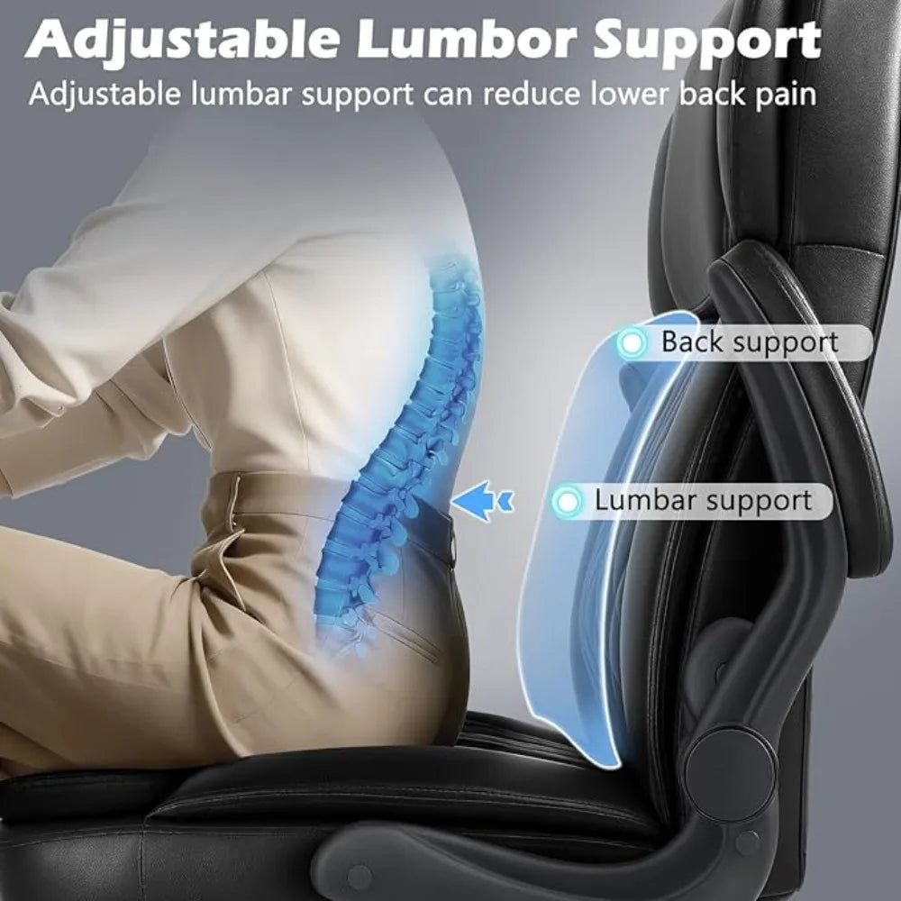 Heavy Duty, High Back Swivel Office Chair, Leather
