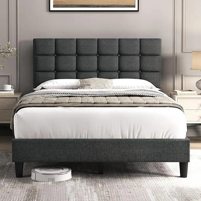 Upholstered Bed Frame, Modern Queen Bed Platform