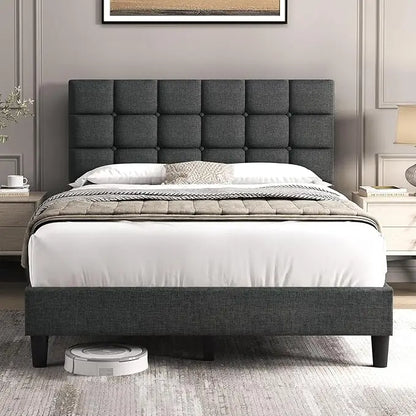 Upholstered Bed Frame, Modern Queen Bed Platform