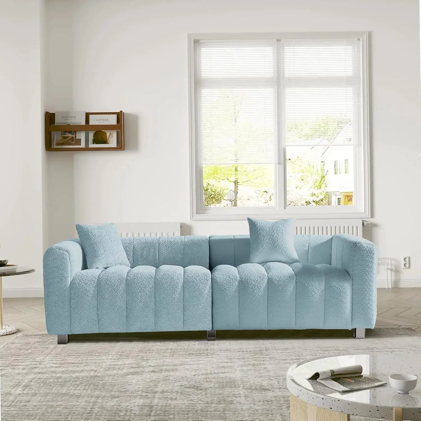87.4'' Modern 3-Seater Sofa Bubble Couch, Velvet