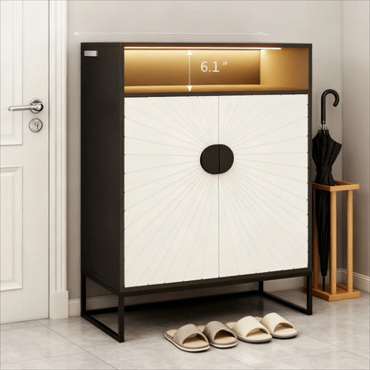 Wooden Shoe Cabinet with Lights