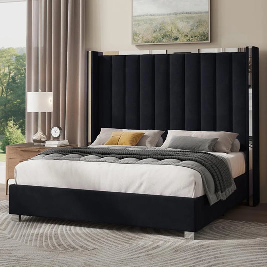 King Size Bed Frame with 58" Tall Headboard