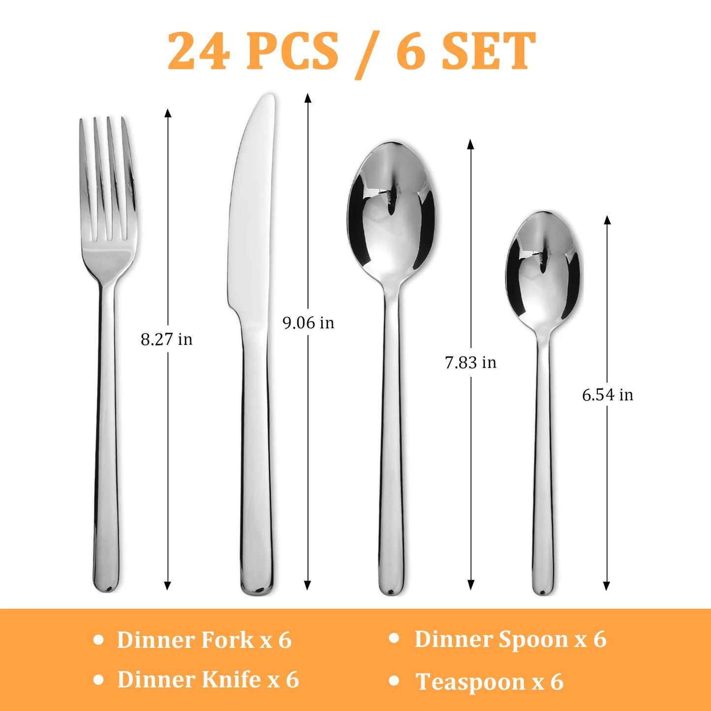 24Pcs Flatware Set for 6