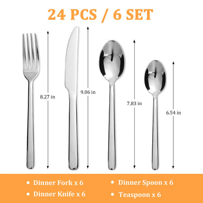 24Pcs Flatware Set for 6